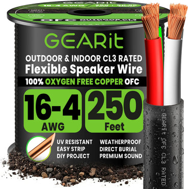 16/4 AWG OFC Outdoor Speaker Wire, Black