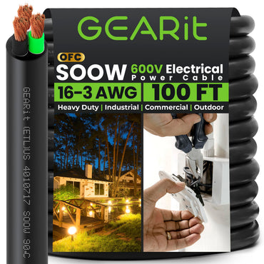 Conductors_3-Conductor | GEARit 16/3 AWG SOOW portable power cable 100 ft, 600V