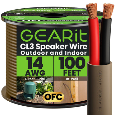 14/2 AWG OFC CL3 Outdoor Speaker Wire, Brown