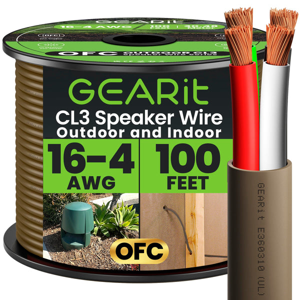 16/4 AWG OFC Outdoor Speaker Wire, Brown