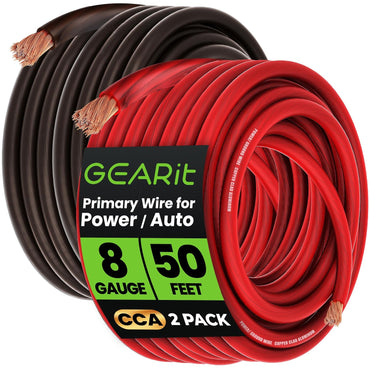 GEARit 8 Gauge CCA Wire 50 ft Black and Red