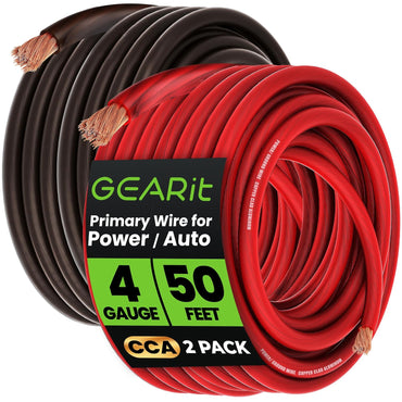 GEARit 4 Gauge CCA Wire 50 ft Black and Red