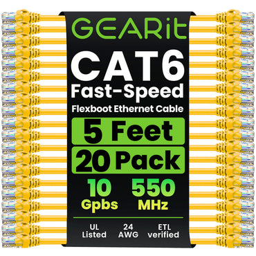 Flexible Soft Boot Cat6 Ethernet Patch Cable, Yellow