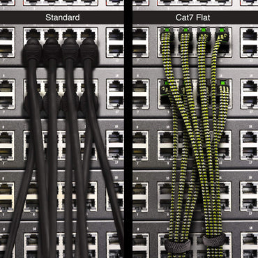 Cat7 Ethernet Cable 25 Feet - 32 AWG Flat Patch Cable - Nylon Braided