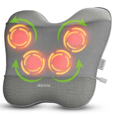 Adomii Shiatsu Neck and Back Massager with 4 Kneading Nodes Deep Tissue Relief