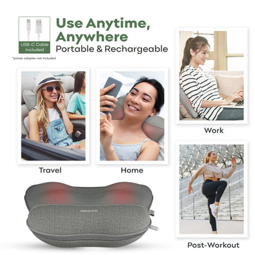Adomii Shiatsu Neck and Back Massager with 4 Kneading Nodes Deep Tissue Relief