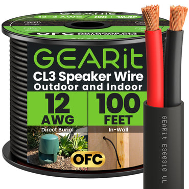 12 AWG OFC CL3 Outdoor Speaker Wire, Black