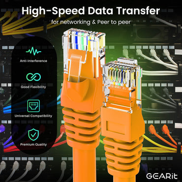 Cat6 Ethernet Patch Cable - Snagless RJ45, Stranded, 550Mhz, UTP, Pure Bare Copper Wire, 24AWG  - Orange