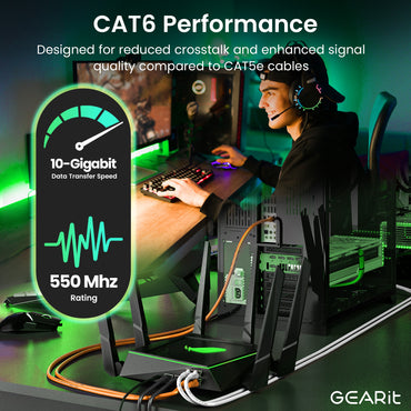 Cat6 Ethernet Patch Cable - Snagless RJ45, Stranded, 550Mhz, UTP, Pure Bare Copper Wire, 24AWG  - Orange