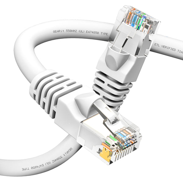 Cat6 Ethernet Patch Cable - Snagless RJ45, Stranded, 550Mhz, UTP, Pure Bare Copper Wire, 24AWG  - White