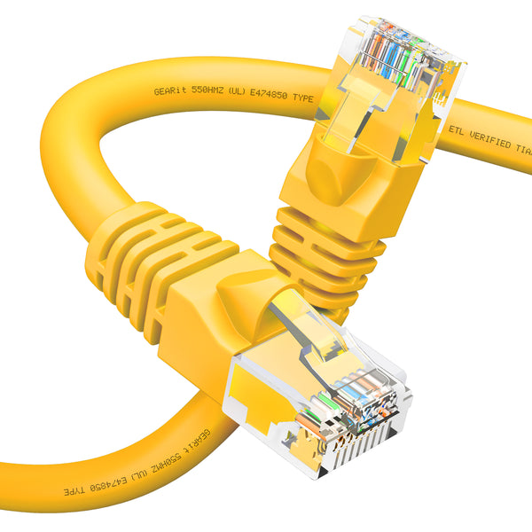 Cat6 Ethernet Patch Cable - Snagless RJ45, Stranded, 550Mhz, UTP, Pure Bare Copper Wire, 24AWG  - Yellow