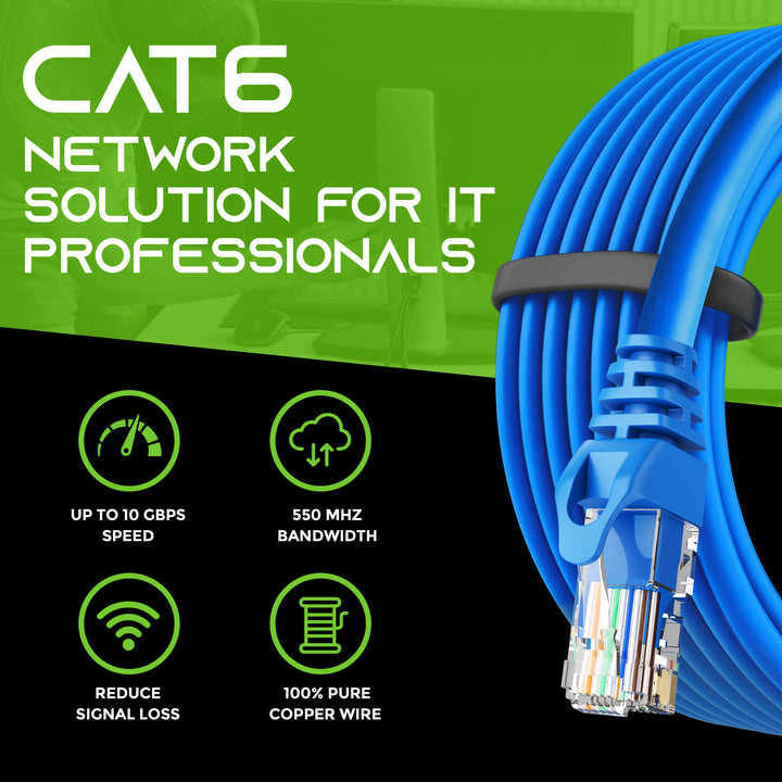 Flexible Soft Boot Cat6 Ethernet Patch Cable, Blue - GearIT