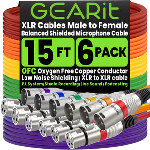 XLR Male to Female Microphone Extension Cable, Multicolor