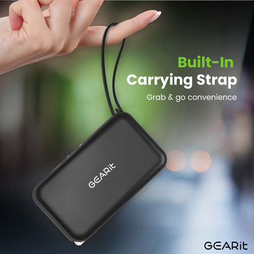 GEARit 3-in-1 65W GaN Charger, 10000mAh Power Bank with Built-in USB-C Cable