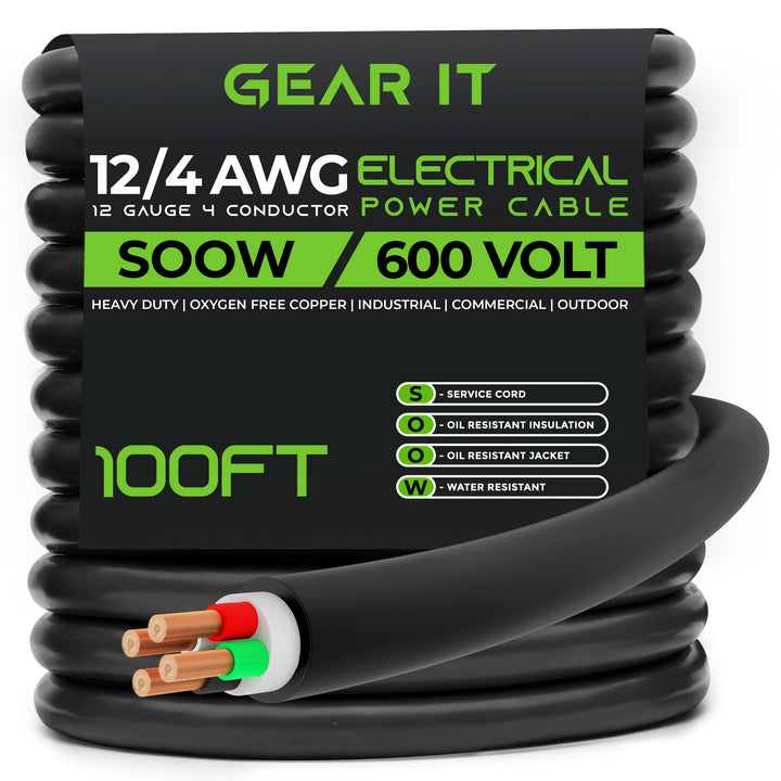 12/4 SOOW OFC Power Cable 600V Electric Wire - GearIT