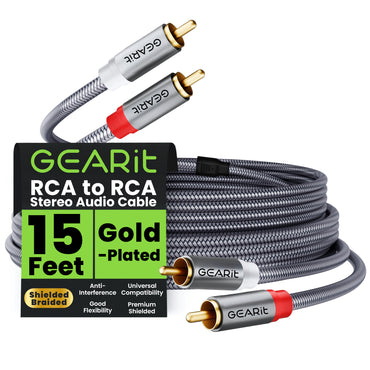 2 RCA Male to 2 RCA Male Stereo Audio Cables RCA Stereo Cable Shielded Braided