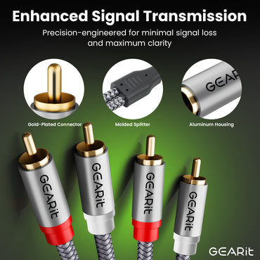 2 RCA Male to 2 RCA Male Stereo Audio Cables RCA Stereo Cable Shielded Braided