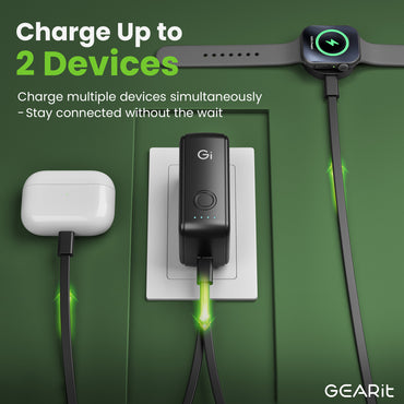 GEARit 3-in-1 GaN Charger 33W Charging 5000mAh Power Bank with Cable