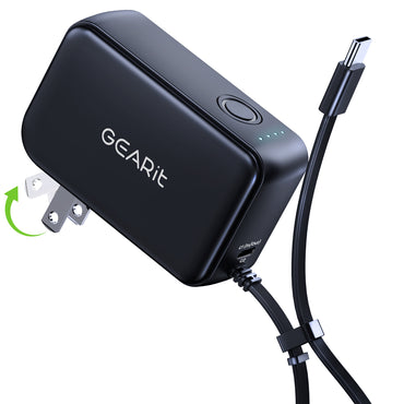 GEARit 3-in-1 GaN Charger 33W Charging 5000mAh Power Bank with Cable