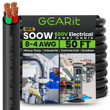 Conductors_4-Conductor | GEARit 8/4 AWG SOOW portable power cable 50 ft, 600V