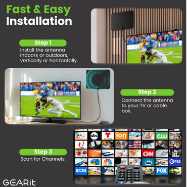 Flat Indoor HDTV Antenna with Amplifier