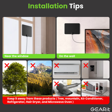 Flat Indoor HDTV Antenna with Amplifier