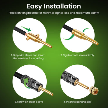 6 Pairs Closed Screw Type Speaker Banana Plugs