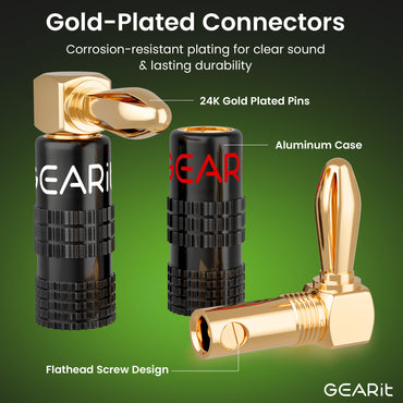 6 Pairs Right Angle Pin Type Speaker Banana Plugs