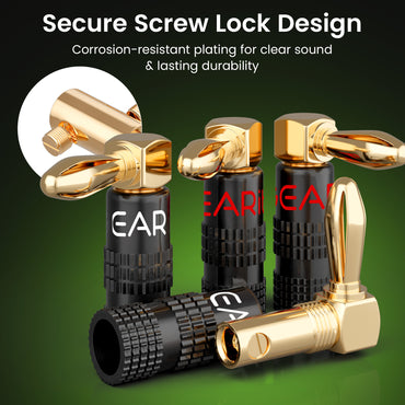 6 Pairs Right Angle Pin Type Speaker Banana Plugs