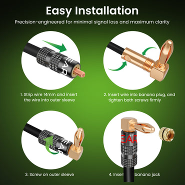 6 Pairs Right Angle Pin Type Speaker Banana Plugs