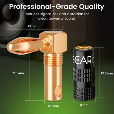 6 Pairs Right Angle Pin Type Speaker Banana Plugs