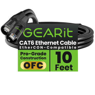 CAT6 Shielded EtherCON Cable for Pro Audio, Black