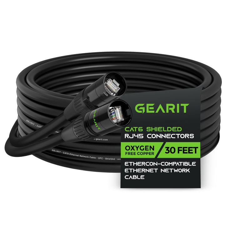 CAT6 EtherCON Cable for Pro Audio, Black - GearIT