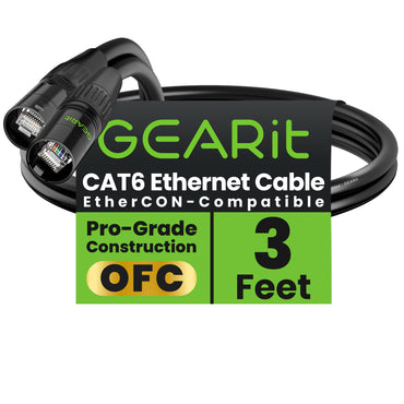 CAT6 Shielded EtherCON Cable for Pro Audio, Black