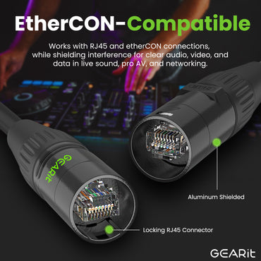 CAT6 Shielded EtherCON Cable for Pro Audio, Black