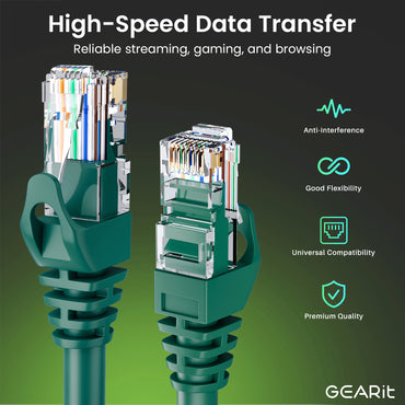 Flexible Soft Boot Cat6 Ethernet Patch Cable, Green