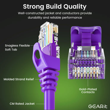 Flexible Soft Boot Cat6 Ethernet Patch Cable, Purple