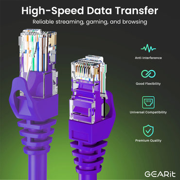 Flexible Soft Boot Cat6 Ethernet Patch Cable, Purple
