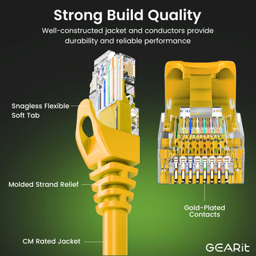 Flexible Soft Boot Cat6 Ethernet Patch Cable, Yellow