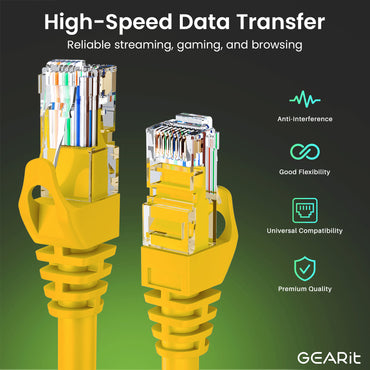Flexible Soft Boot Cat6 Ethernet Patch Cable, Yellow