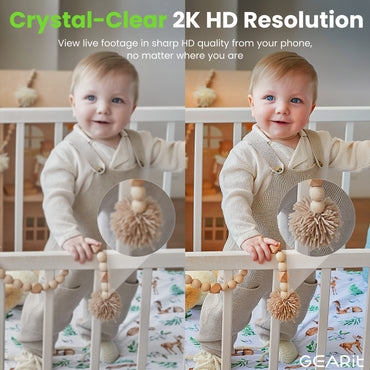 GEARit Wifi Baby Monitor Camera with Motion & Sound Detection - 2K Video, 2-Way Audio