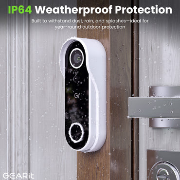 GEARit Smart Video Doorbell - Wireless 2K QHD Video Camera - IP65 Weather-Proof, Motion Detection, 2 Way Audio