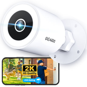 GEARit Wifi Outdoor Security Camera - 2K Video, IP65 Weatherproof, Motion Detection, Night Vision