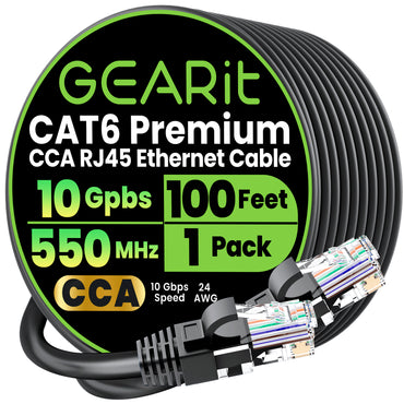 Cat6 Ethernet Patch Cable - CCA Network Cord - UTP, Black
