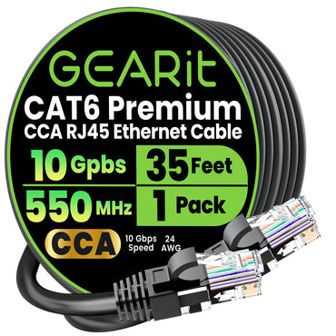 Cat6 Ethernet Patch Cable - CCA Network Cord - UTP, Black