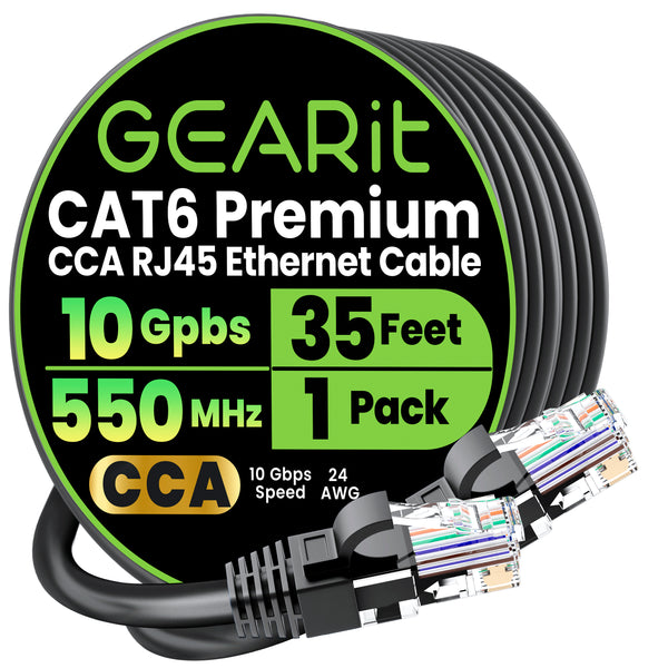 Cat6 Ethernet Patch Cable - CCA Network Cord - UTP, Black