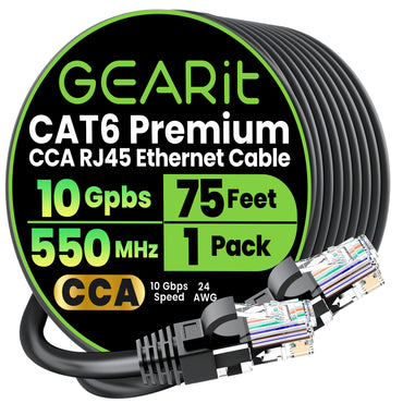 Cat6 Ethernet Patch Cable - CCA Network Cord - UTP, Black