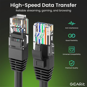 Cat6 Ethernet Patch Cable - CCA Network Cord - UTP, Black