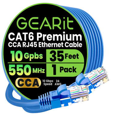 Cat6 Ethernet Patch Cable - CCA Network Cord - UTP, Blue