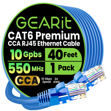 Cat6 Ethernet Patch Cable - CCA Network Cord - UTP, Blue